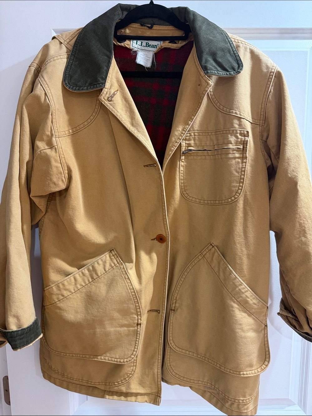 Vintage L.L.Bean Barn Coat with Plaid Wool Blend Removable Lining- Women’s Sz L